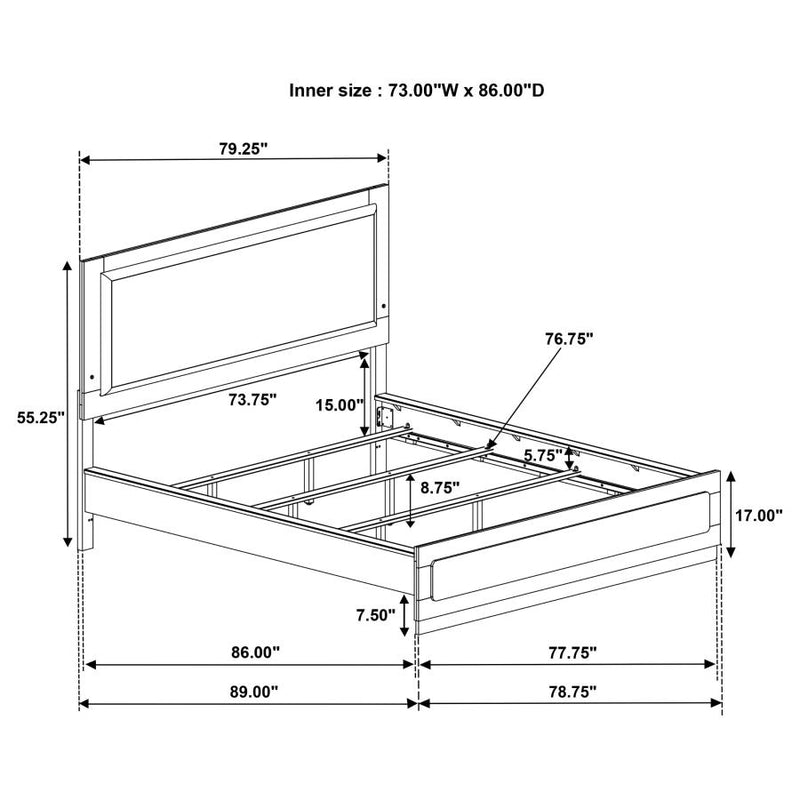 Caraway Wood LED Panel Bed