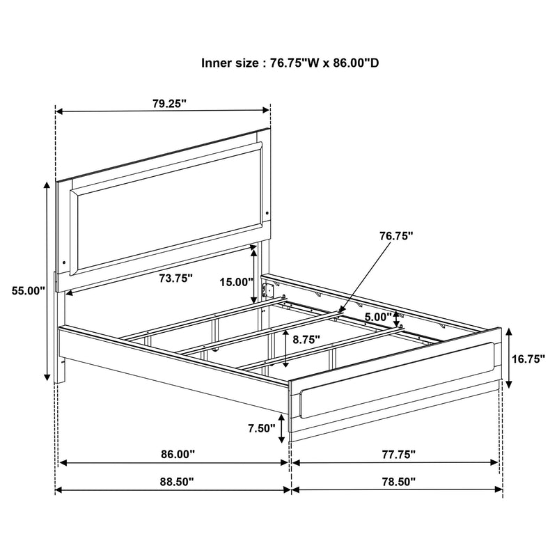 Caraway Wood LED Panel Bed