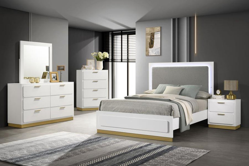 Caraway Wood LED Panel Bed