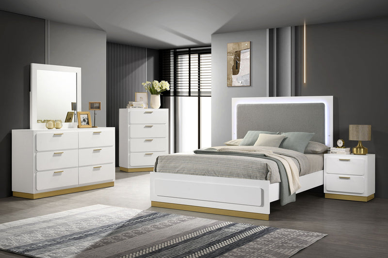 Caraway Wood LED Panel Bed