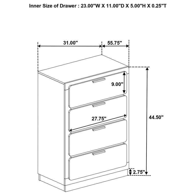 Cómoda de dormitorio Caraway de 4 cajones
