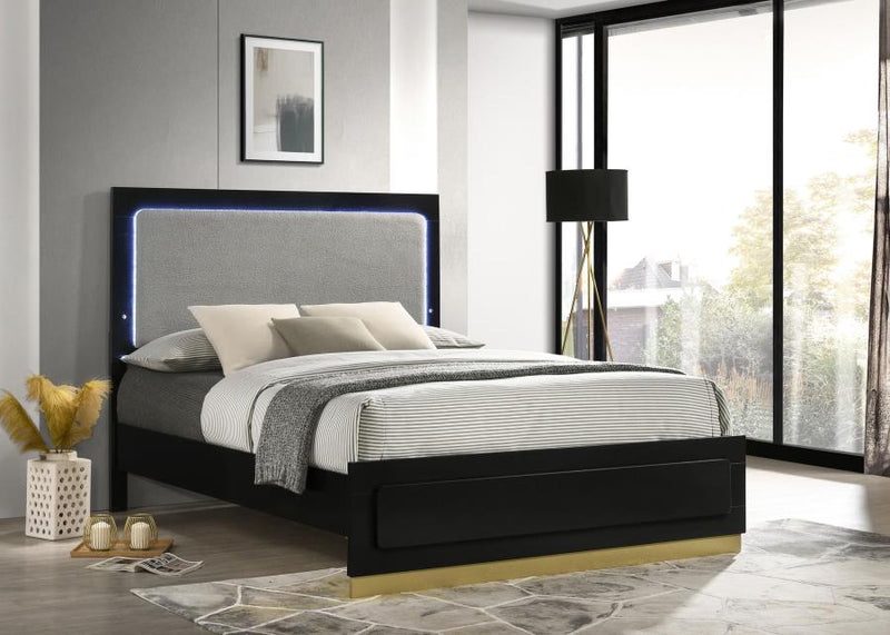 Caraway Wood LED Panel Bed