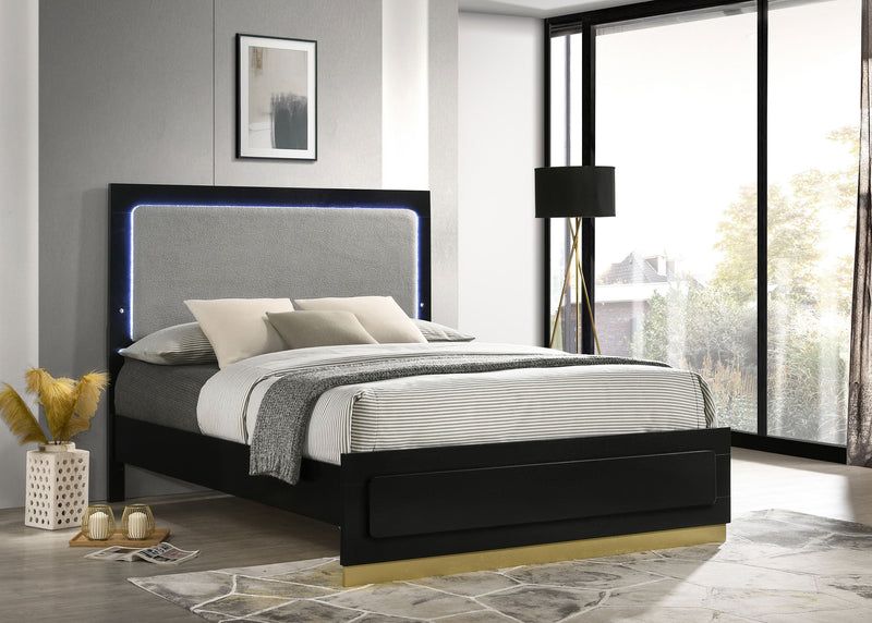 Caraway Wood LED Panel Bed
