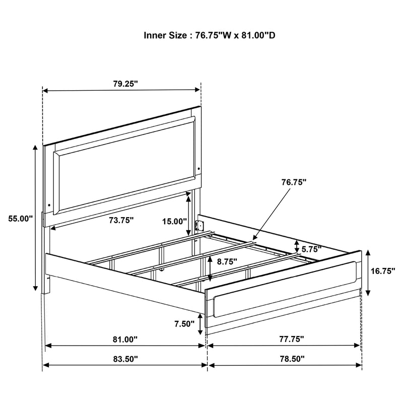 Caraway Wood LED Panel Bed
