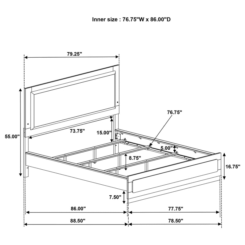 Caraway Wood LED Panel Bed