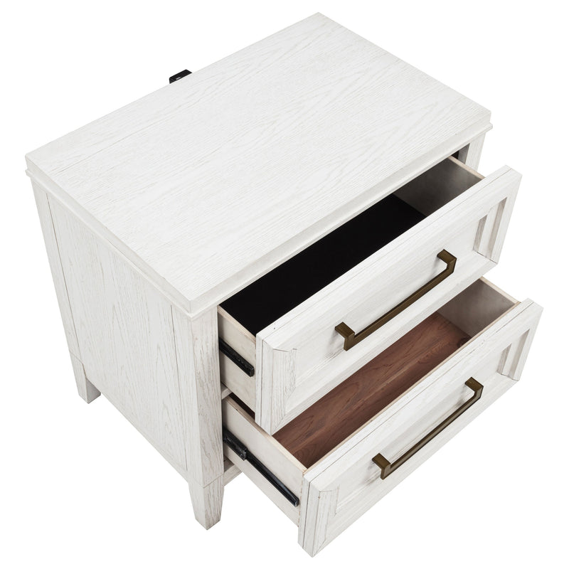 Marielle 2-drawer Nightstand Bedside Table Distressed White