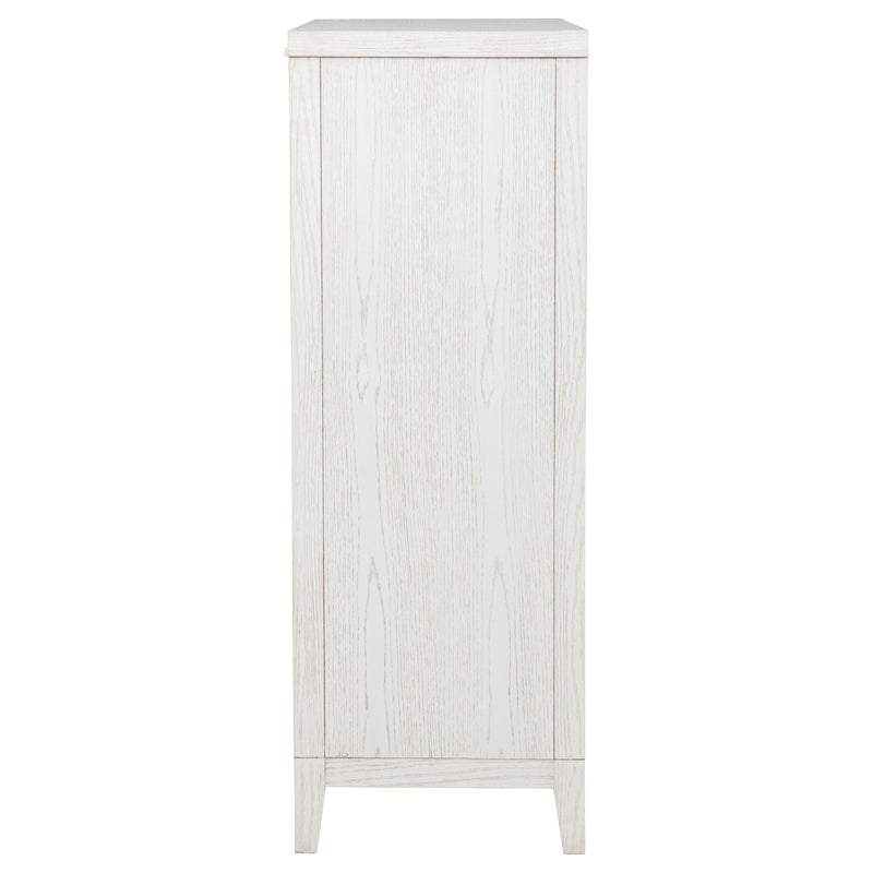 Cómoda de dormitorio de 5 cajones Marielle, blanco envejecido