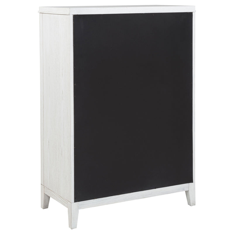 Cómoda de dormitorio de 5 cajones Marielle, blanco envejecido