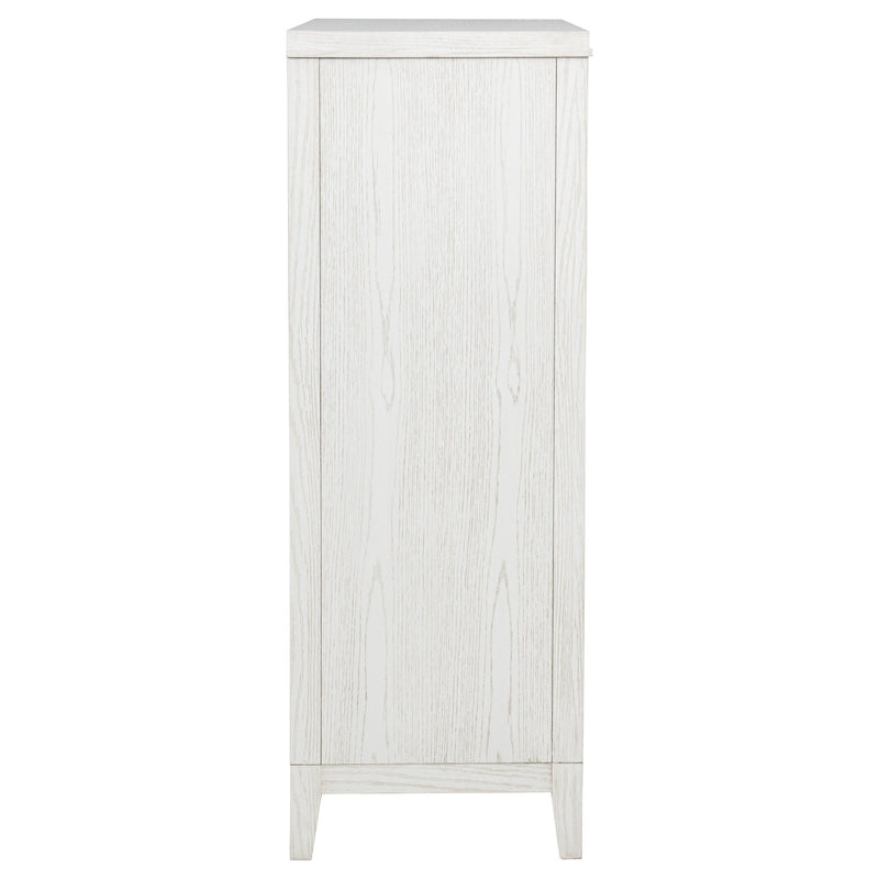 Cómoda de dormitorio de 5 cajones Marielle, blanco envejecido