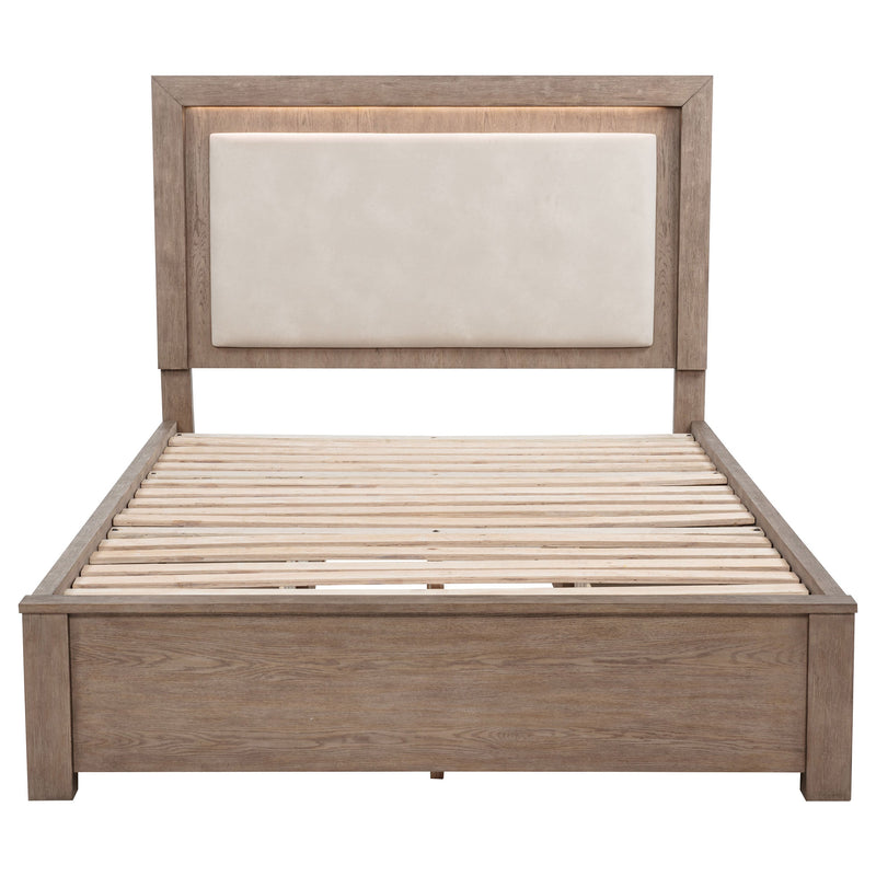 Cama Kenora LED de 56 pulgadas con almacenaje, color Marrón Cebada