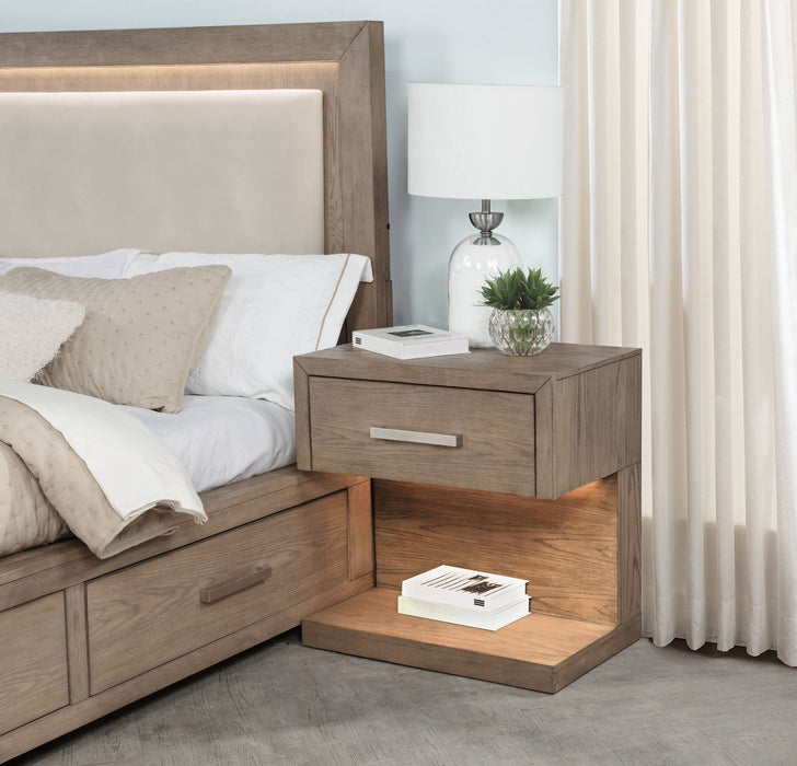 Kenora 1-drawer Nightstand Bedside Table Barley Brown