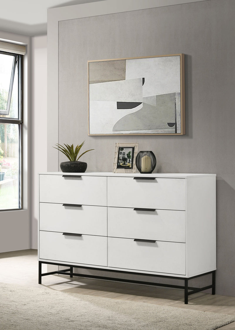 Cómoda de dormitorio Sonora de 6 cajones blanca