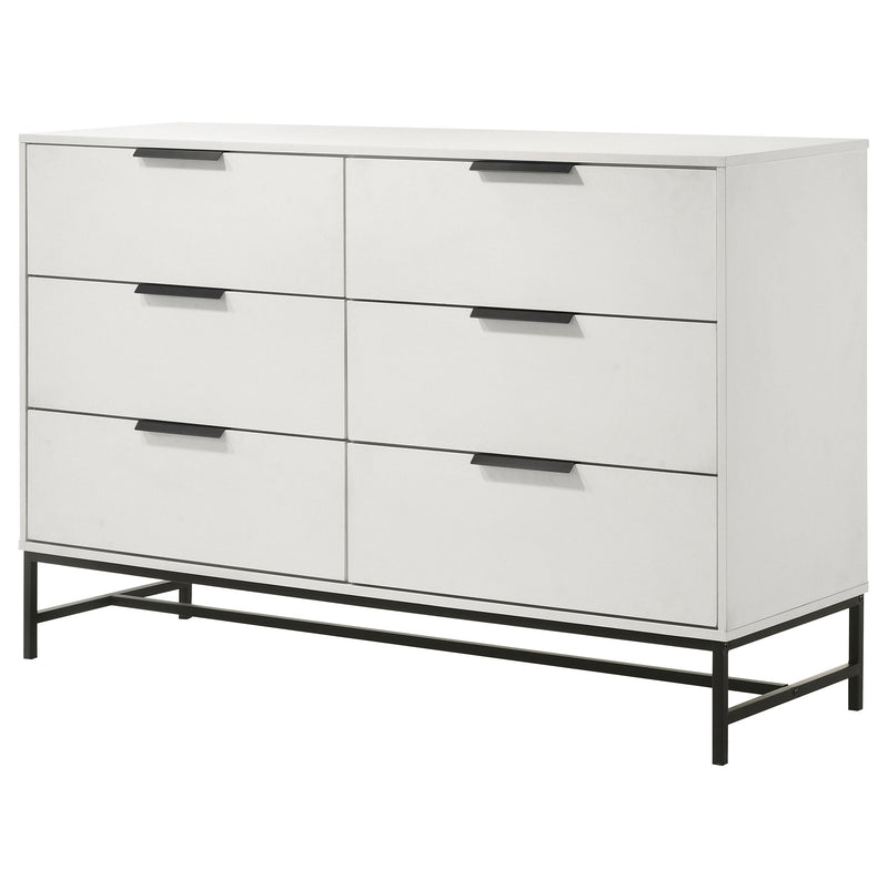 Cómoda de dormitorio Sonora de 6 cajones blanca