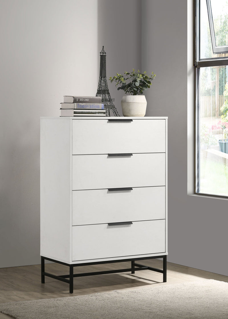 Cómoda Sonora de 4 cajones para dormitorio, color blanco