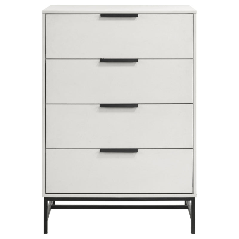 Cómoda Sonora de 4 cajones para dormitorio, color blanco