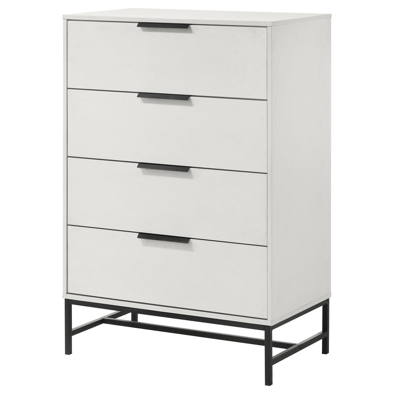 Cómoda Sonora de 4 cajones para dormitorio, color blanco
