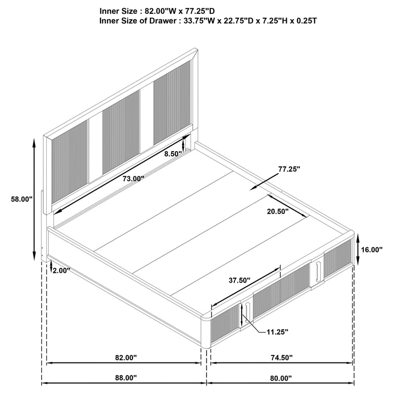 Cama con almacenamiento Terrace de 2 cajones marrón ceniza