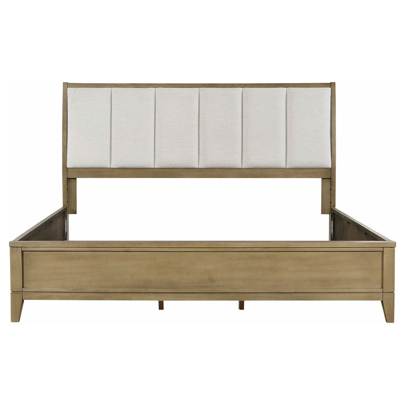 Cama Granada tapizada con paneles de pino natural