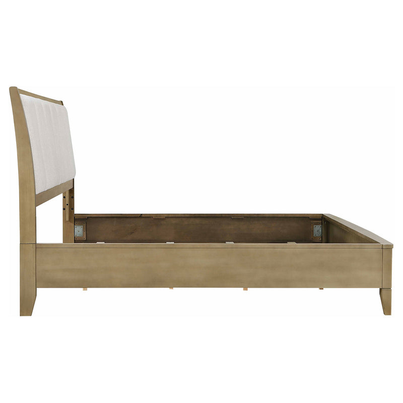 Cama Granada tapizada con paneles de pino natural