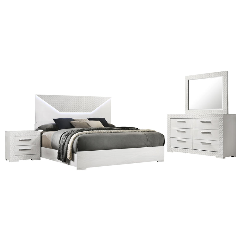 Juego de dormitorio Ives blanco de alto brillo