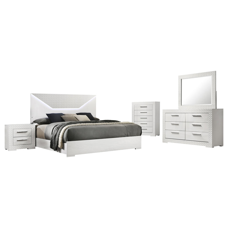 Juego de dormitorio Ives blanco de alto brillo
