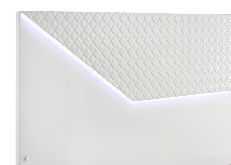 Cama con paneles LED Ives cabecero alto brillo