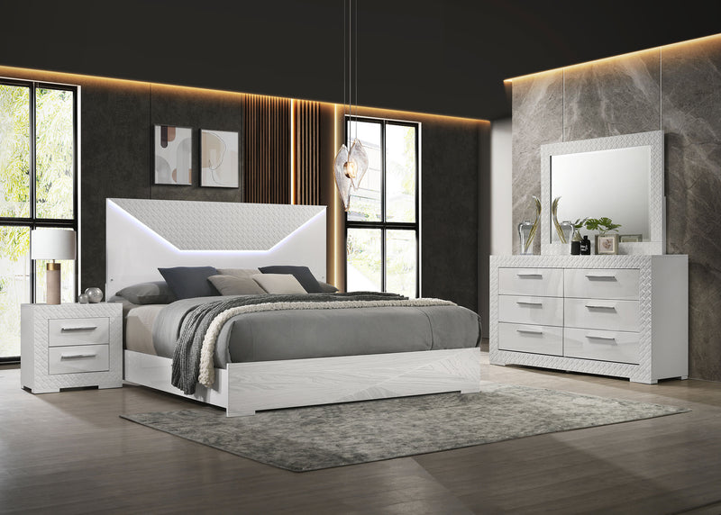 Juego de dormitorio Ives blanco de alto brillo