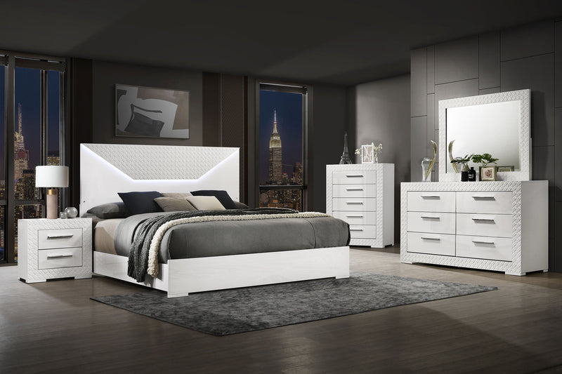Juego de dormitorio Ives blanco de alto brillo