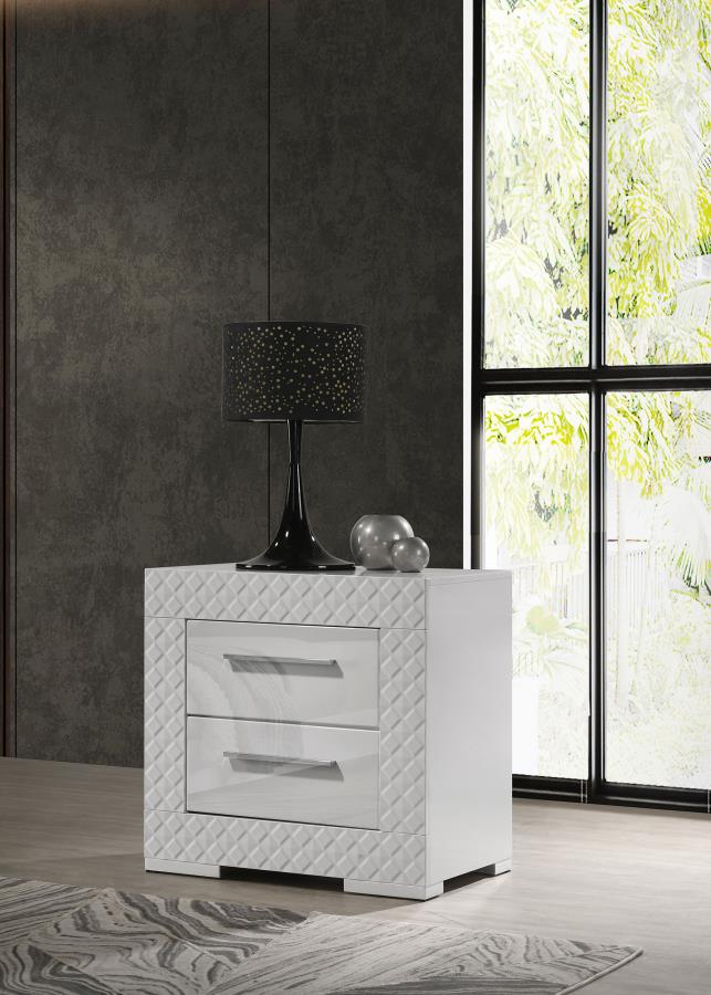 Ives 2-drawer Nightstand Bedside Table High Gloss