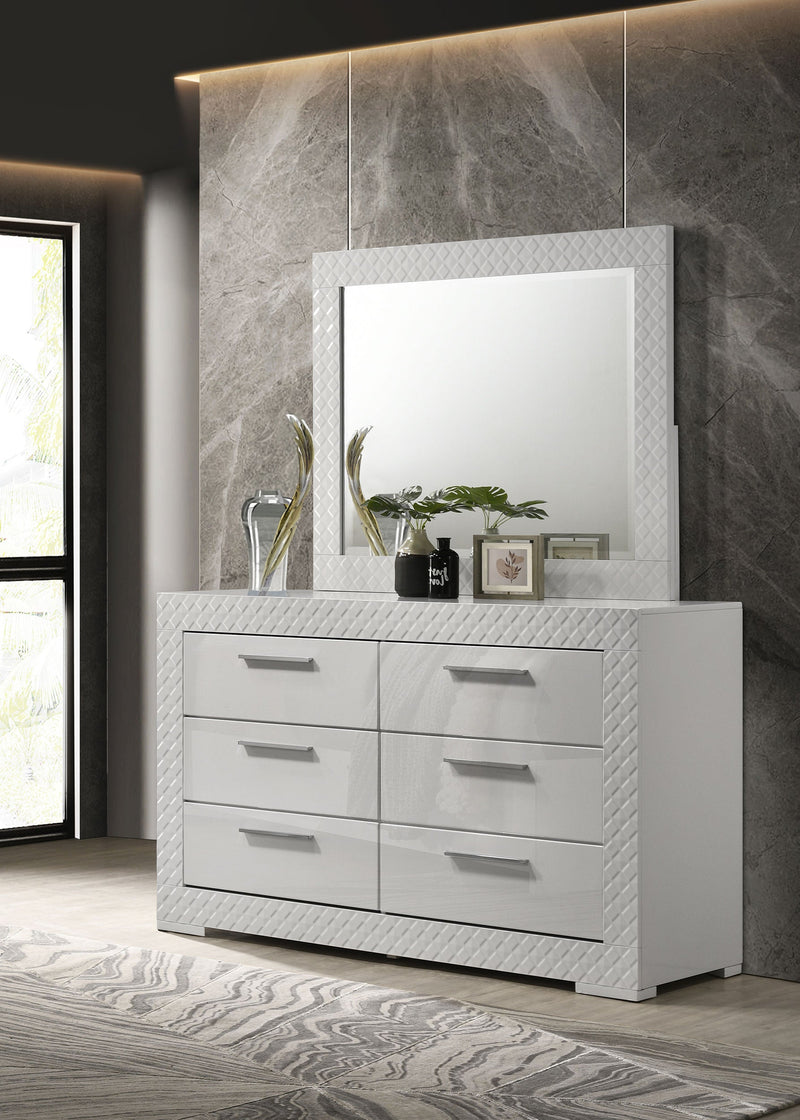 Ives 6-drawer Dresser and Mirror High Gloss