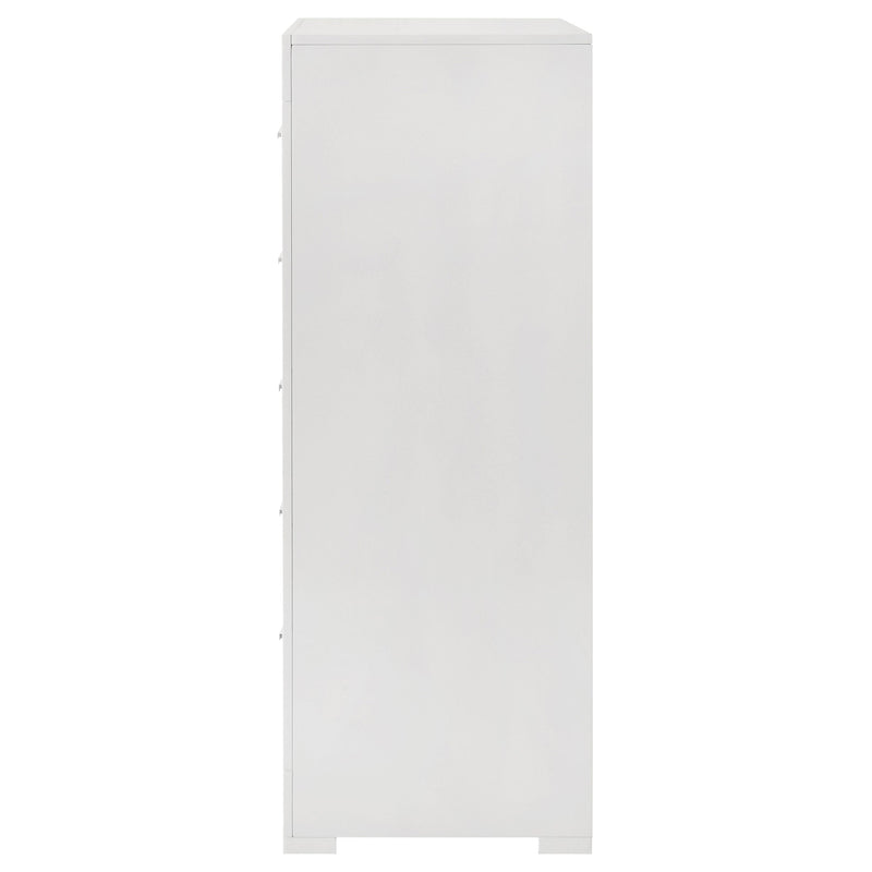Cómoda de 5 cajones Ives de alto brillo para dormitorio