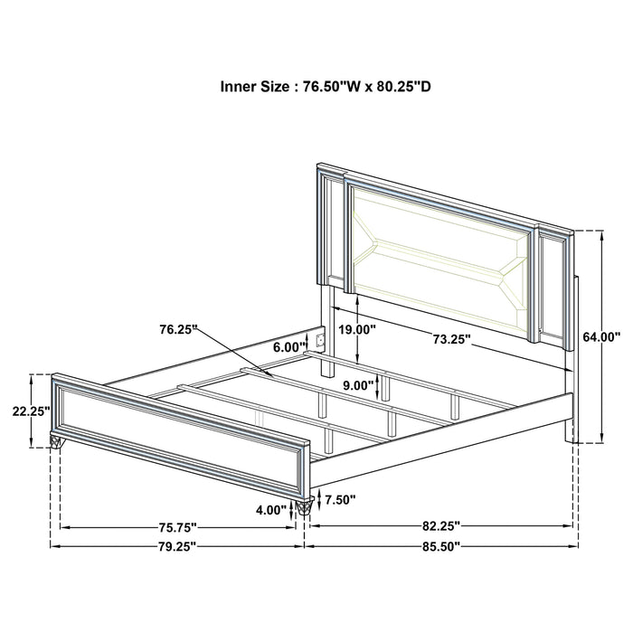 Marmore 64-inch  Panel Bed LED Headboard White