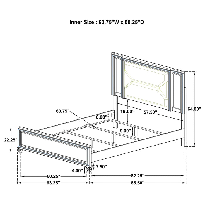 Marmore 64-inch  Panel Bed LED Headboard White