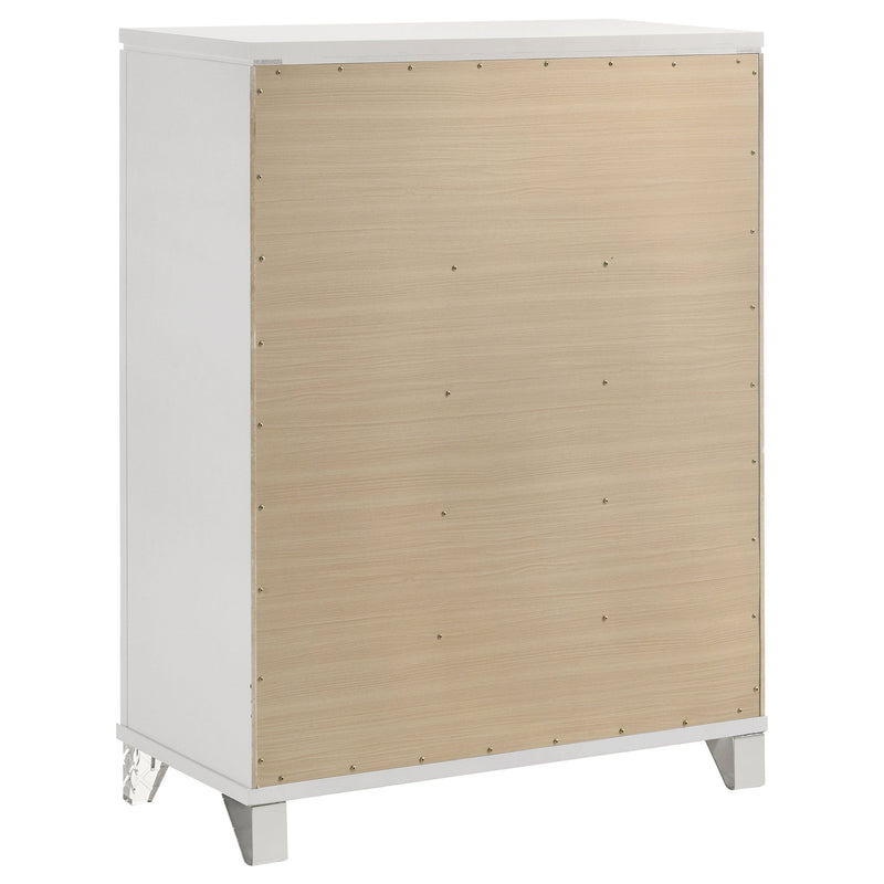 Cómoda de dormitorio de 5 cajones Marmore, blanca