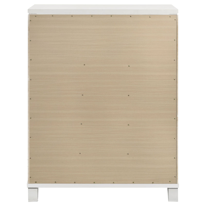 Cómoda de dormitorio de 5 cajones Marmore, blanca