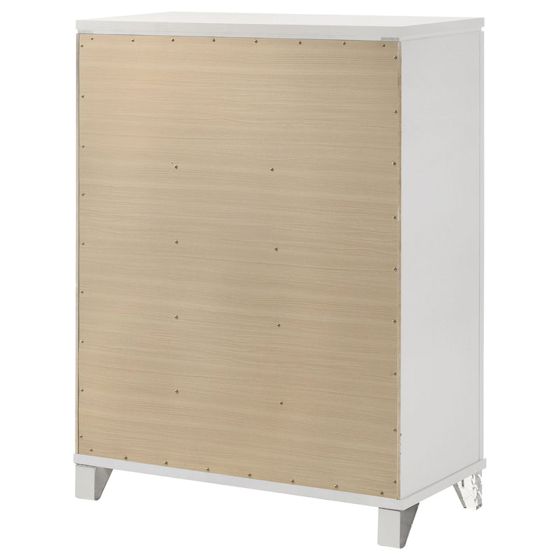 Cómoda de dormitorio de 5 cajones Marmore, blanca