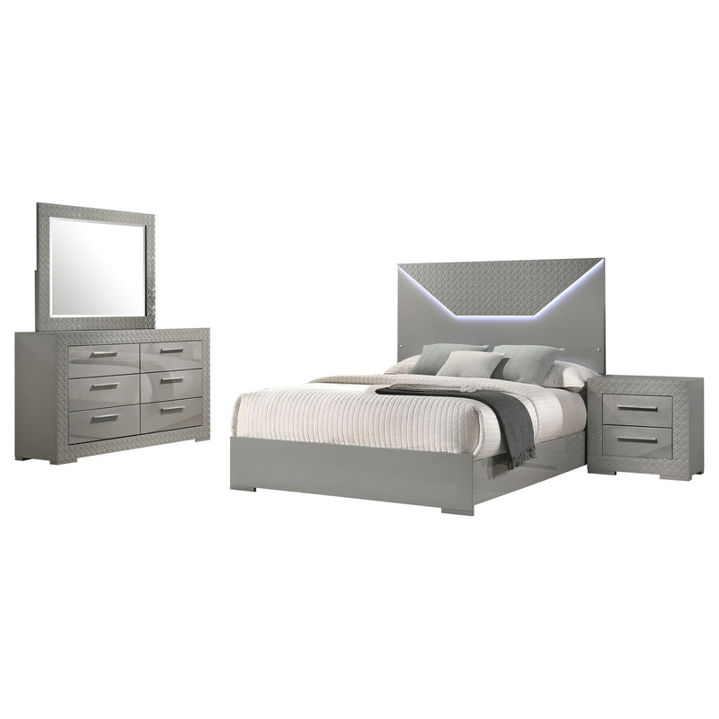 Juego de dormitorio Ives blanco de alto brillo