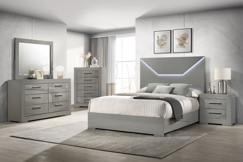 Juego de dormitorio Ives blanco de alto brillo