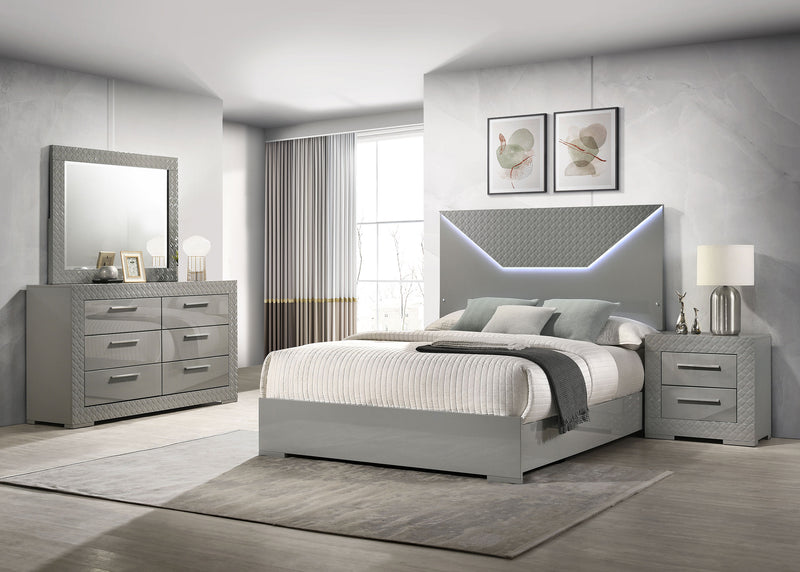 Juego de dormitorio Ives blanco de alto brillo