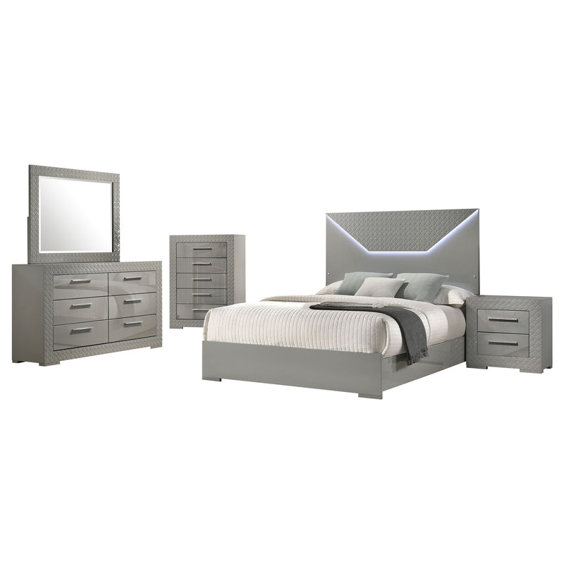 Juego de dormitorio Ives blanco de alto brillo