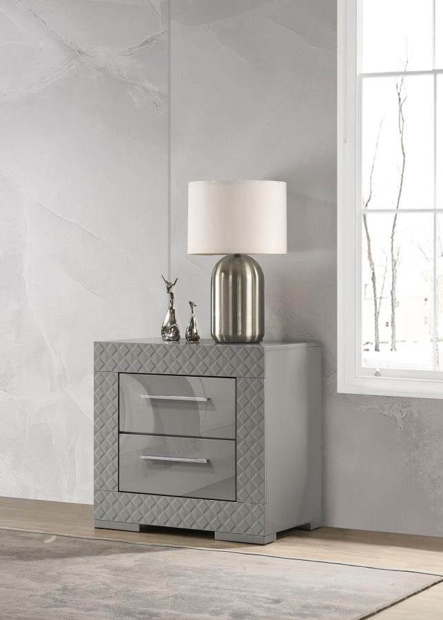 Ives 2-drawer Nightstand Bedside Table High Gloss