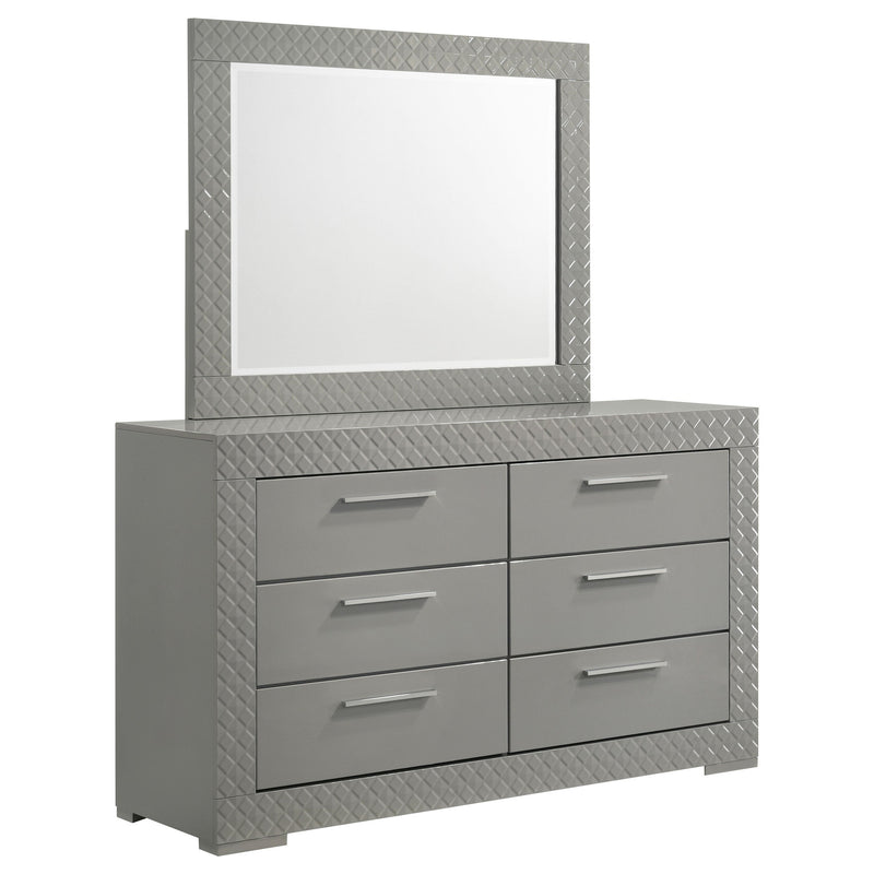 Ives 6-drawer Dresser and Mirror High Gloss