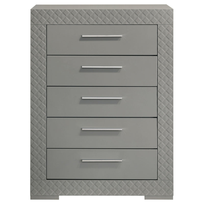 Cómoda de 5 cajones Ives de alto brillo para dormitorio