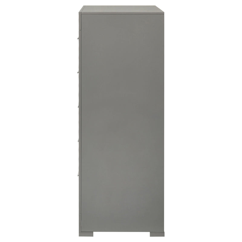 Cómoda de 5 cajones Ives de alto brillo para dormitorio