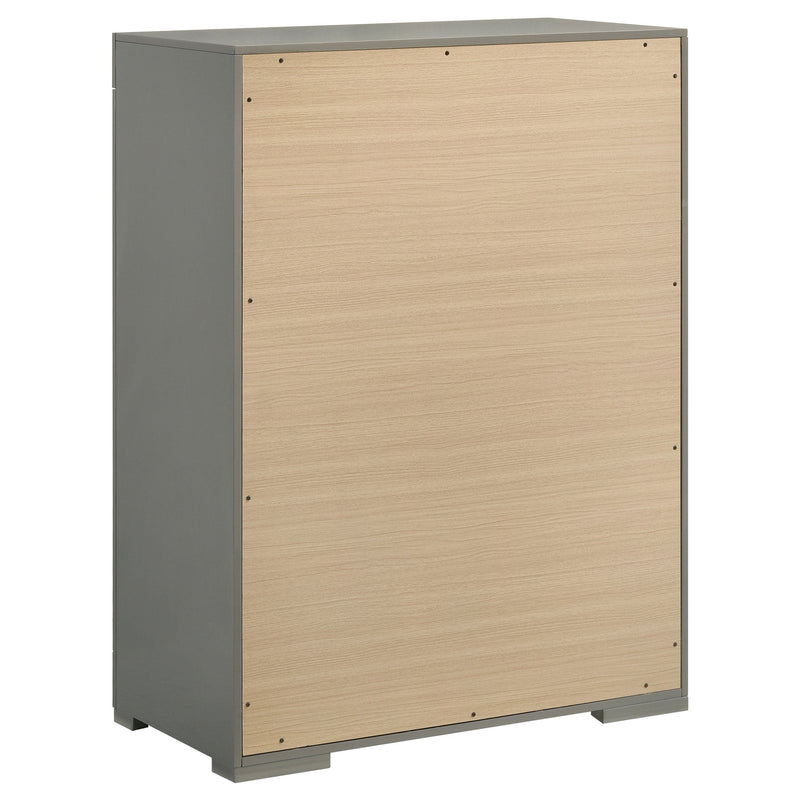 Cómoda de 5 cajones Ives de alto brillo para dormitorio