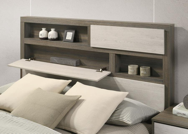 Fenwick Bed Bookcase Headboard Grey Oak