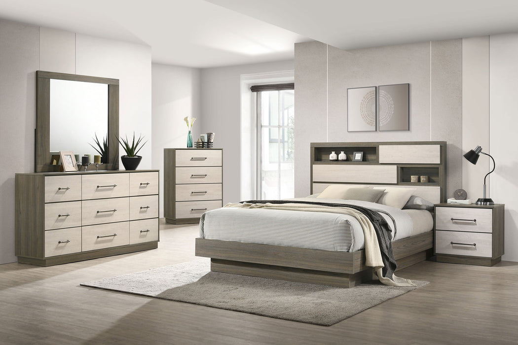 Fenwick  Bed Bookcase Headboard Grey Oak