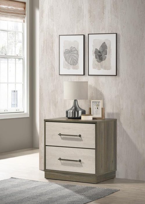 Fenwick 2-drawer Nightstand Bedside Table Grey Oak