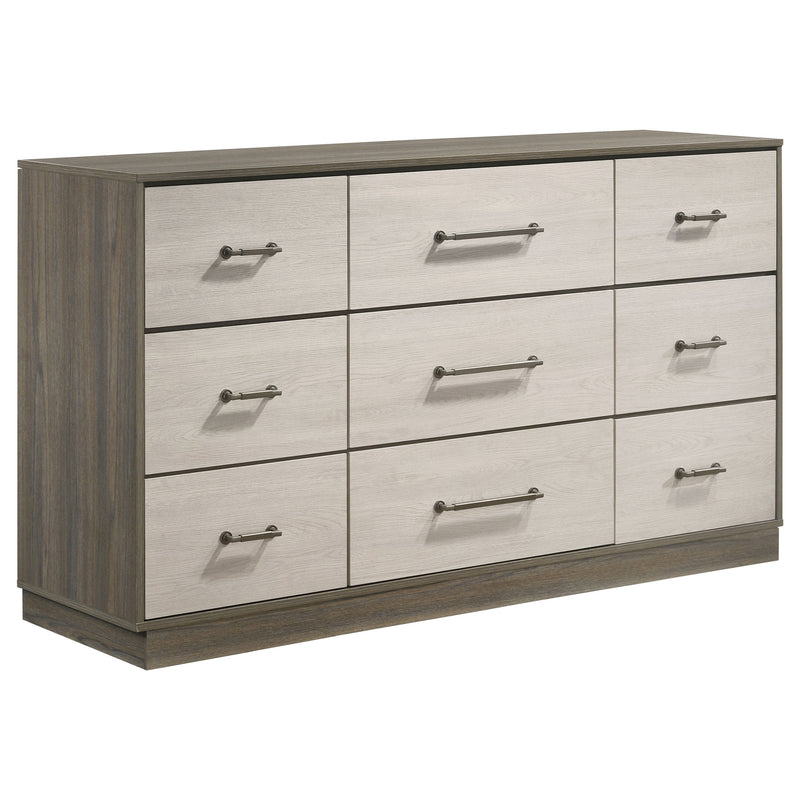 Cómoda de 9 cajones Fenwick en roble gris