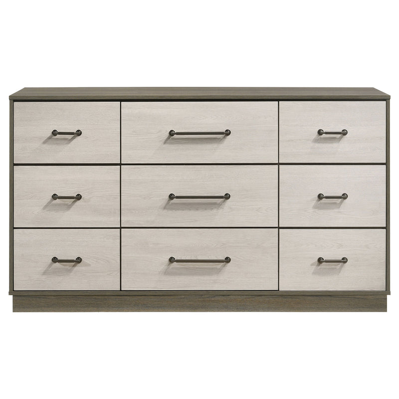 Cómoda de 9 cajones Fenwick en roble gris